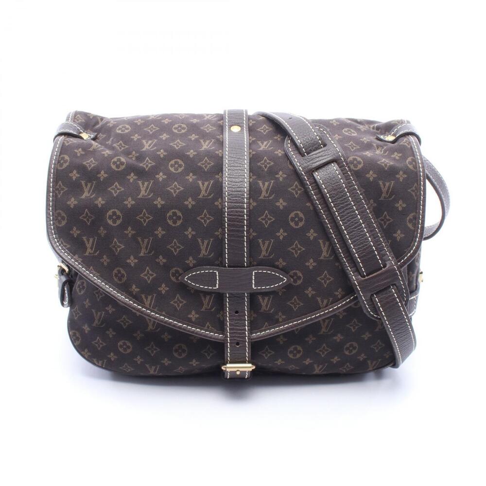 Louis Vuitton Saumur Canvas Leather Monogram Lin Crossbody Bag Brown